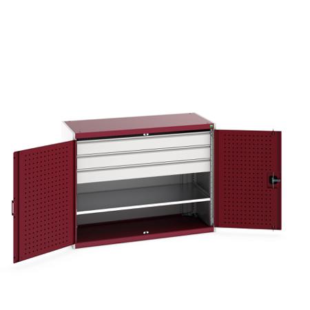 40022085-24V Bott 2 Door, 3 Drawer Sheet Steel Floor Standing Cupboard, 1300 X 650 X 1000mm