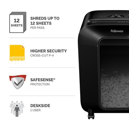 4400901 Fellowes Powershred LX85 19L Cross Cut Shredder Frequent Use In Small And Home Office Environments