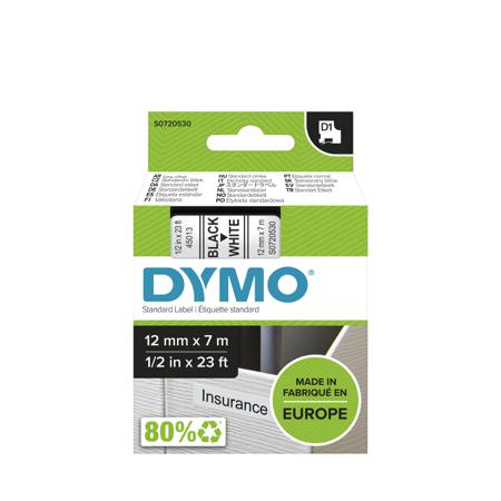 S0720530 DYMO , 12 mm Black on White Label Printer Tape