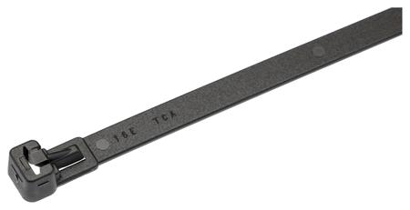 131-22560-REL250-PA66W-BK HellermannTyton Black Cable Tie Nylon Releasable, 250mm x 7.6 mm