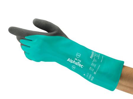 58735110 Ansell AlphaTec 58-735 Grey Ansell INTERCEPT Technology (Liner) Chemical Resistant, Cut Resistant Work Gloves, Size 11,