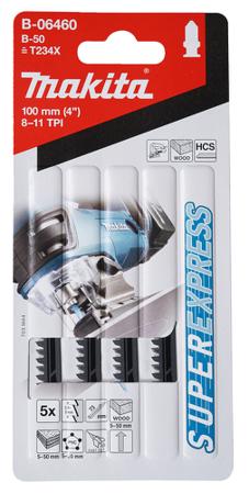 B-06460 Makita Universal Jigsaw Blade For For Fast Finish Work in Wood and Plastic 5 Pack