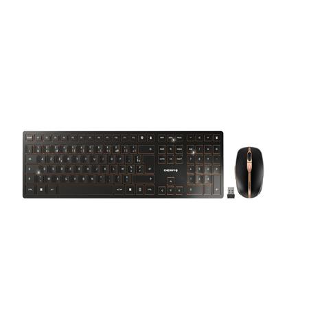 JD-9100FR-2 Cherry CHERRY DW 9100 SLIM Wireless Ergonomic Keyboard and Mouse Set, AZERTY (France), Black