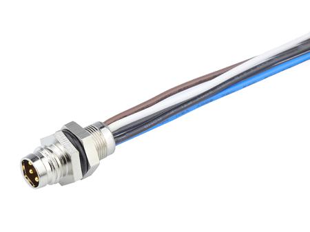 1200310027 TE Connectivity Industrial Circular Connectors, 5 Contacts, Threaded Mount, M8 Connector, Plug, Male, IP67, 120031