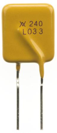 LVR033K Littelfuse 0.33A Hold current, Radial Leaded PCB Mount Resettable Fuse, 240V dc