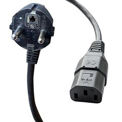 558-980 RS PRO Straight IEC C13 Socket to Right Angle CEE 7/7 Plug Power Cord, 2.5m
