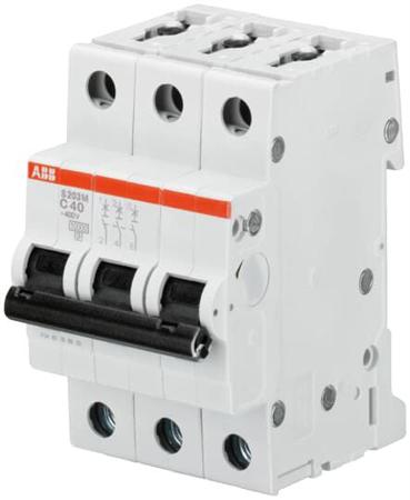 2CDS273001R0487 ABB System Pro M Compact S200M MCB, 3P, 20A Curve K, 400V AC, 125V DC, 15 kA Breaking Capacity