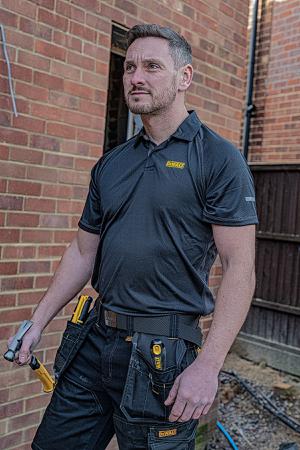 Rutland-XL DeWALT Rutland Black, Grey Polyester Polo Shirt, UK- 45 - 47in, EUR- 114 - 119cm