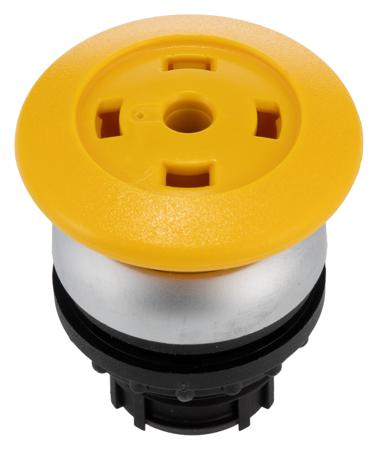 216737-M22-DP-Y-X Eaton Mushroom Yellow Push Button - Momentary, M22 Series, 22mm Cutout, Round