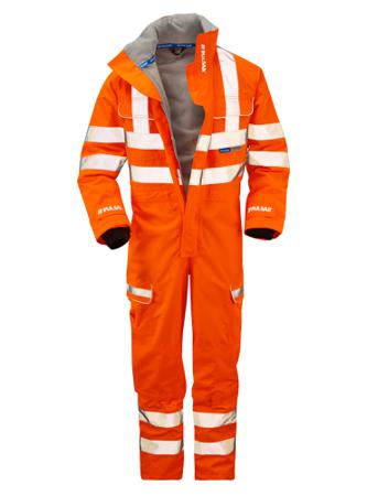 PR505R-M PULSAR Orange Reusable Hi Vis Overalls, M