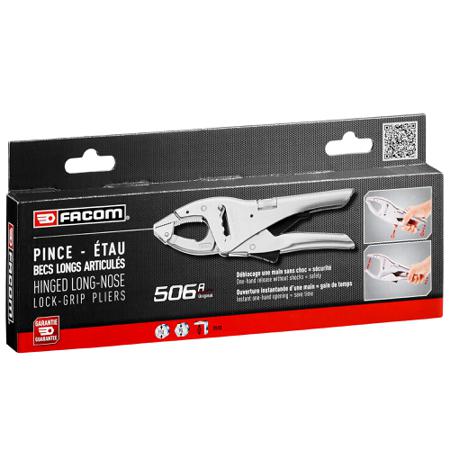 506APB Facom  Locking Pliers, 250 mm Overall, Lock Grip Tip, 17mm Jaw