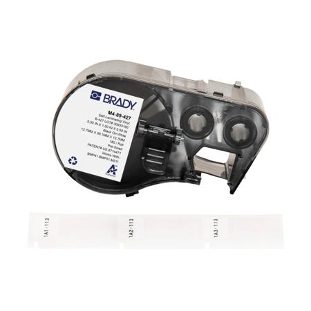 M4-89-427 Brady B-427 on Black on White, Transparent Label, 12.70 mm Width, 12.70mm Label Width