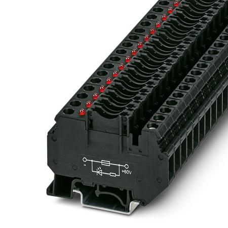 3001939 Phoenix Contact  UK6-FSI/C-LED60 Series Black, 0.2 → 10mm², Single-Level, Screw Termination, Fused