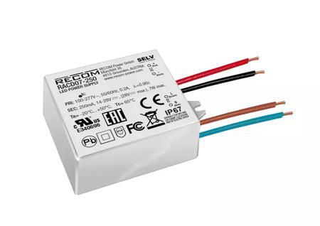 RACD07-250 Recom LED Driver Power Supply, 14 → 28V Output, 7W Output, 250mA Output, Constant Current