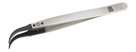 136-9733 RS Pro 130 mm, Anti-Magnetic Stainless Steel, Fine; Curved, ESD Anti-Acid Tweezers