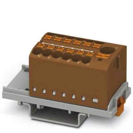3273098 Phoenix Contact Distribution Block, 13 Way, 4mm², 24A, 690 V, Brown