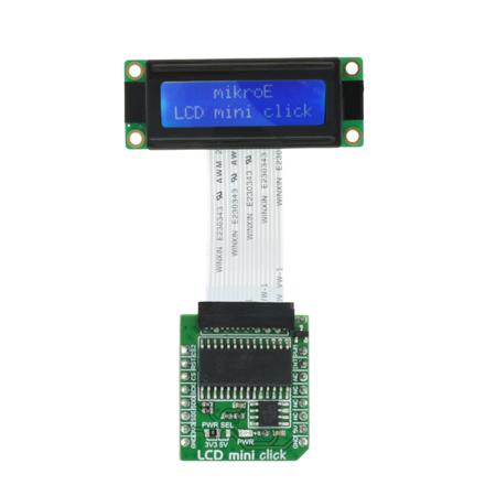 MIKROE-2453 MikroElektronika , LCD Mini Click LCD Display Adapter Board With 2x16 Monochrome Character Display