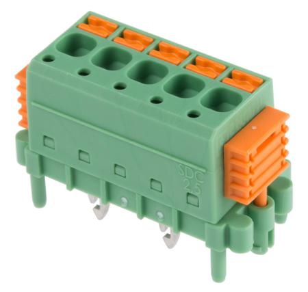 1864066 Phoenix Contact SDC 2.5/ 5-PV-5.0-ZB Series PCB Terminal Block, 5-Contact, 5mm Pitch, Through Hole Mount, 1-Row, Screw