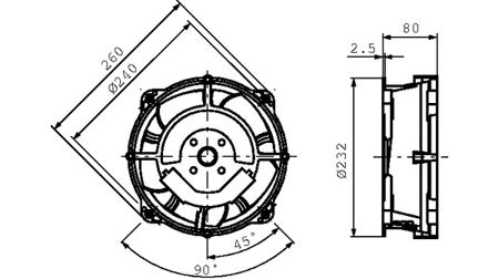 W2E208-BA20-01 ebm-papst Axial Fan, 230 V ac, ac Operation, 815m³/h, 67 / 87W, 0.39 / 0.44A Max, IP44, 260 x 260 x 80mm