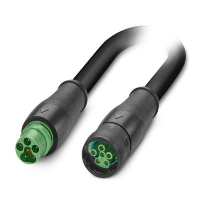 1514503 Phoenix Contact 6-PUR/S15FS PE, SAC-6P-S15MS/ 0, Power, 600mm 6 Core, Black Polyurethane PUR Power Cable +80°C