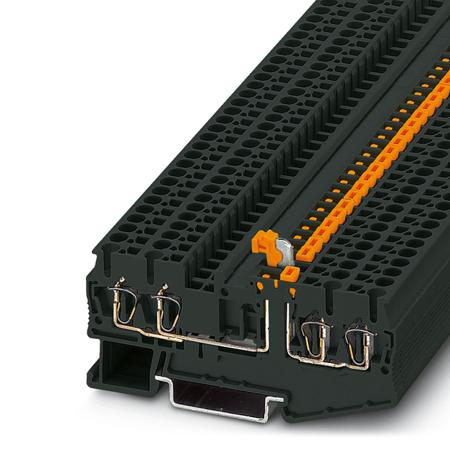 3035030 Phoenix Contact ST 2.5-QUATTRO-MT BK Series Black Knife Disconnect Terminal Block, 2.5mm², 1-Level, Spring Cage