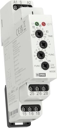 360-691 RS PRO DIN Rail Mount Timer Relay, 12 → 240V ac/dc, 2-Contact, 50 m/s → 30days, 10-Function, SPDT