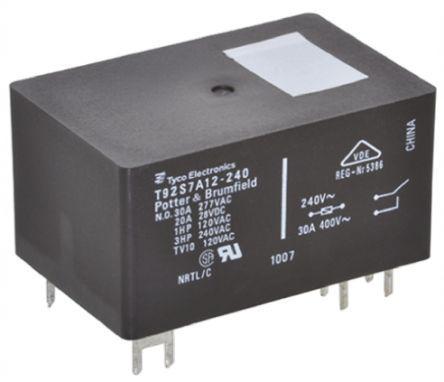 T92S7A12-240-9-1393211-9 TE Connectivity DPNO Non-Latching Relay PCB Mount, 230V Coil, 30 A