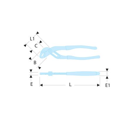 181A-18CPEPB Facom Plier Wrench Water Pump Pliers, 130 mm Overall Length