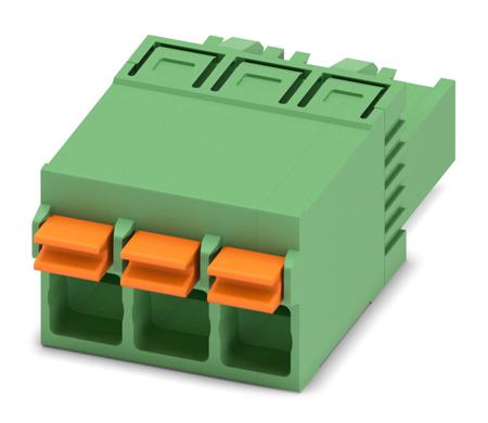 1732755 Phoenix Contact, 5mm Pitch, FKCN 2.5/ 3-ST, 3 Way, Pluggable Terminal Block, Plug, Spring Cage Termination,