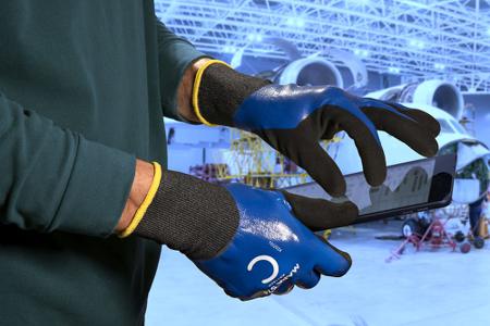 34574007 Mapa Krytech 574 Black, Blue Nitrile Abrasion Resistant, Anti-Static, Cut Resistant, Dirt Repellent, General Purpose,