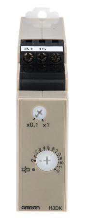 H3DK-HCS 100-120VAC Omron H3DK Series DIN Rail Mount Timer Relay, 100 → 120V ac, 1-Contact, 0.1 → 1.2s, 1-Function