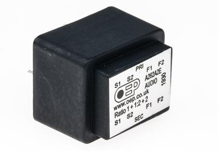 A262A2E Through Hole Audio Transformer 600Ω 100mW Hz @ 300, 1mW Hz @ 30