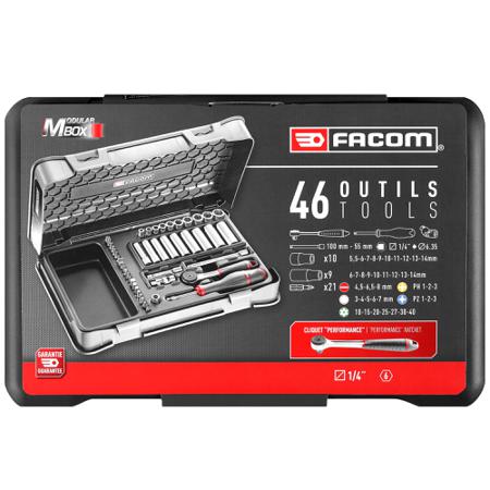 R-2BLPB Facom R.2BLPB 46 Piece , 1/4 in Ratchet Socket Set