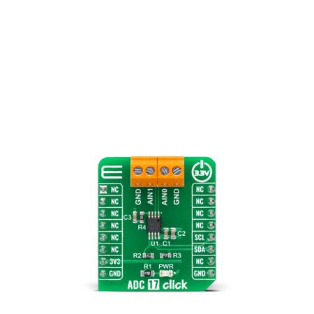 MIKROE-4966 MikroElektronika  ADC 17 Click Add On Board Signal Conversion Development Tool
