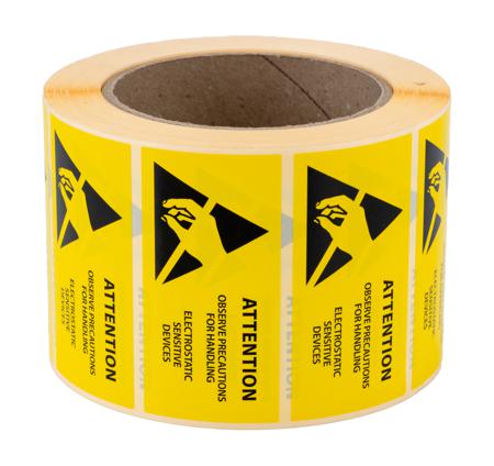 218-615 RS PRO Yellow Paper Safety Labels, Attention, Observe Precautions For Handling. Electrostatic Sensitive Devices-Text