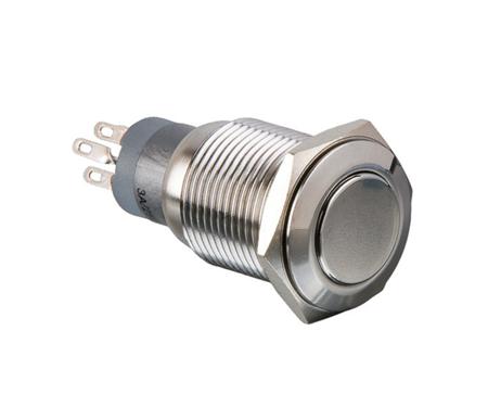 MP0045/1D0NN000S Arcolectric (Bulgin) Ltd Push Button Switch, Momentary, Panel Mount, 16.2mm Cutout, DPDT, 250V ac, IP67