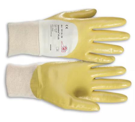 010110141E Honeywell Safety Sahara Plus Yellow Cotton Mechanical Protection Work Gloves, Size 10, Nitrile Coating