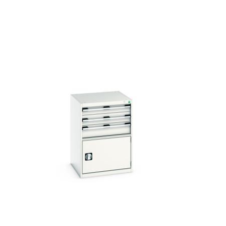 40019043-16V Bott 1 Door, 3 Drawer Sheet Steel Floor Standing Storage Cabinet, 650 X 650 X 900mm