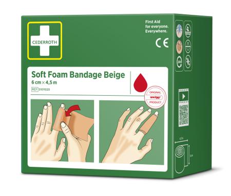 51011020 Cederroth Polyurethane Foam Beige Self Adhesive Bandage, 1Box Per Package 4.5m