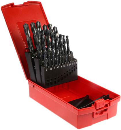 A190 204 Dormer 25-Piece Twist Drill Bit Set for Multi-Material, 13mm Max, 1mm Min, HSS Bits