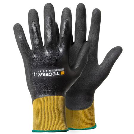 8804-11 Tegera 6 Black, Yellow Nylon, Spandex Heat Resistant Work Gloves, Size 11, Nitrile, Nitrile Foam, Waterbased PU Coating