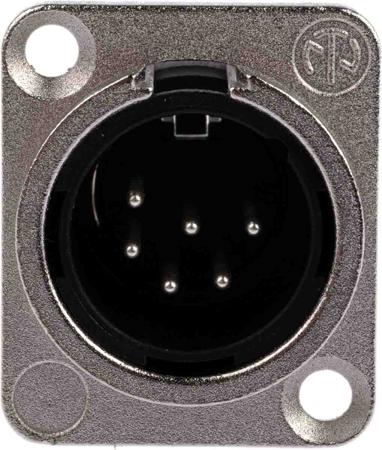 NC6MD-L-1 Neutrik 6 Way Panel Mount XLR Connector, Male, Silver over Nickel Plated Contacts, 50 V