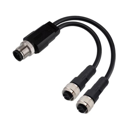 282-5437 RS PRO Straight Male 4 way M12 to Straight Female 8 way M12 Cable, 300mm