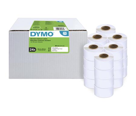 S0722360 Dymo White Black Print Label, 28mm Width, 89mm Height, 130Per Roll Qty