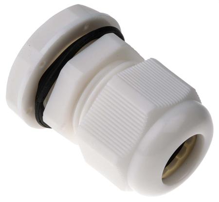 NGM20S-WHT HellermannTyton M20 White Nylon, IP68 Cable Gland With Locknut