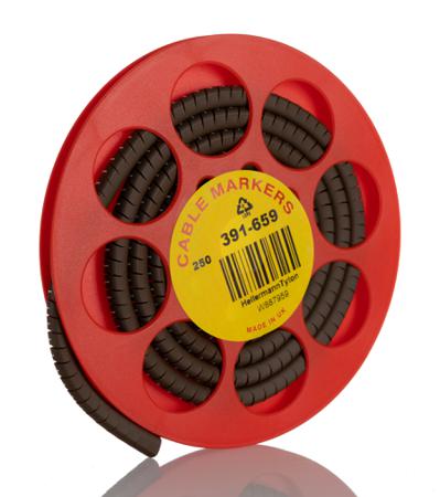 901-10306 HellermannTyton Helagrip Slide On Cable Marker, Pre-printed 1 White on Brown 4 → 9mm Dia. Range