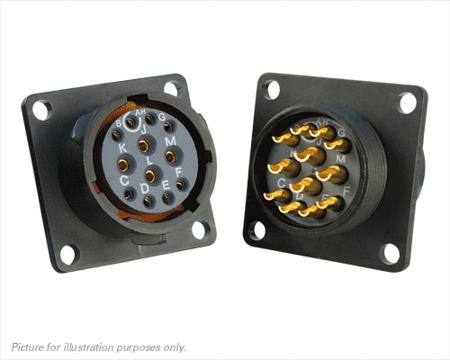 UTS014E12S Souriau Sunbank by Eaton, UTS 12 Way Flange Mount MIL Spec Circular Connector Receptacle, Socket Contacts,Shell Size