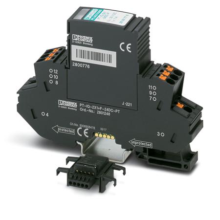 2801248 Phoenix Contact, PT-IQ-2X1+F-24DC-PT Surge Protection Device 21 V ac, 30 V dc Maximum Voltage Rating 10kA Maximum Surge