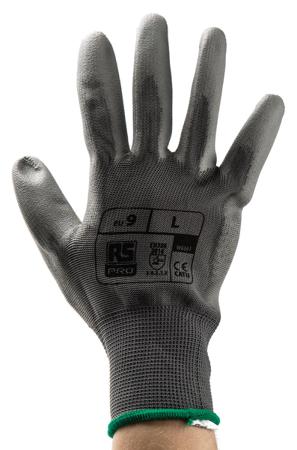 184-5988 RS PRO Polyurethane-Coated Reusable Gloves, Size 9, Grey, Abrasion Resistant, Anti-Slip, General Purpose, Good