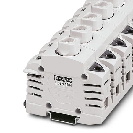 3048360 Phoenix Contact  USEN 18 N Series Grey, 35mm², 1-Level, Screw Termination